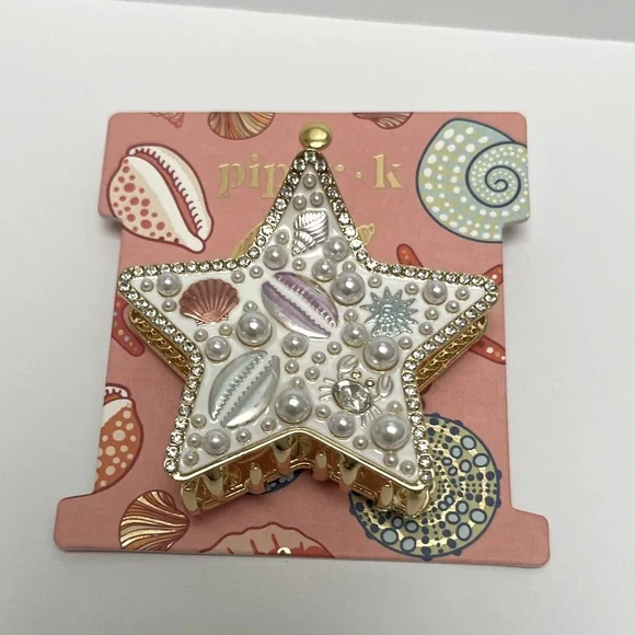NWT ⚜️🤍⚜️ Piper K Gorgeous Starfish Hair Clip with Seashells and Pearls - Picture 7 of 15